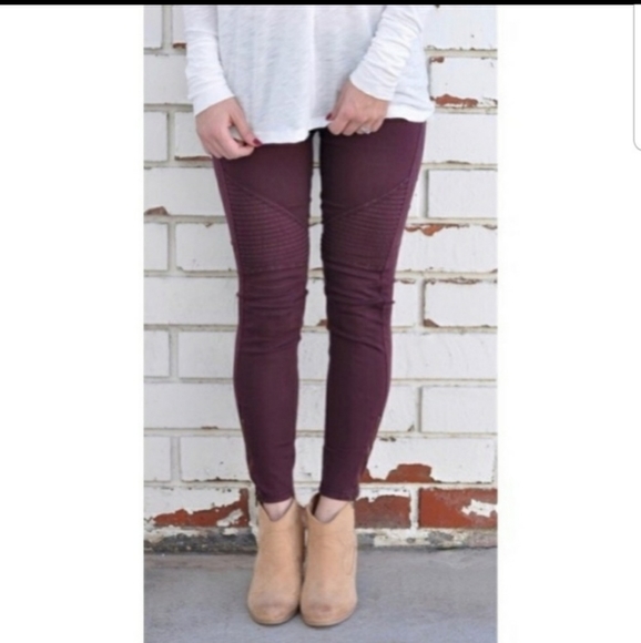 RELISTED Marsala moto zip biker jean leggings - Picture 8 of 8